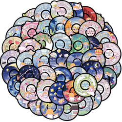 10/30/50PCS Funny Disc CD Stickers Cartoon DIY Toys Decals For Skateboard Guitar Fridge Notebook Car Phone Graffiti Kids Sticker (ONLINE ORDER ONLY)