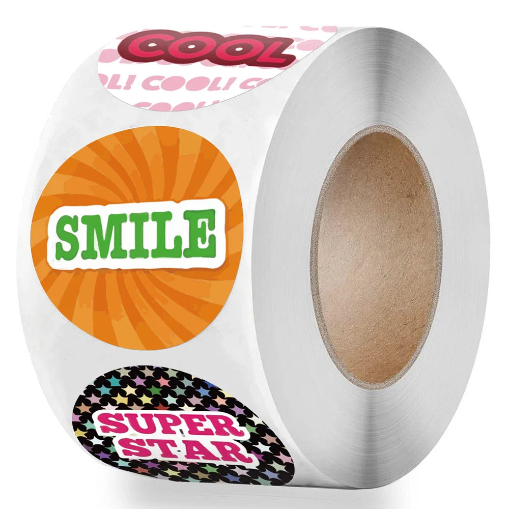 50-500pcs Reward Stickers Roll Kids Sticker Scrapbooking Star 25mm 3D Cartoon Multicolor Funny Toys For Children Stickers (Online Order Only)