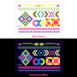 1pc Bohemia Fluorescent Sticker Luminous Temporary Tattoos Stickers UV Glow Fluorescent Tattoo Waterproof For Body Art Decals *& (Online Order Only)