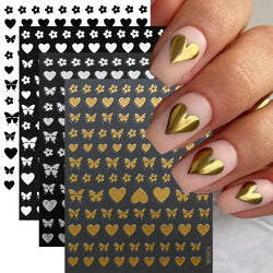 4pcs Roman Letter Design Nail Stickers Golden/Silvery/Black/White Alphabet Design Self Adhesive Decal English Words DIY Manicure (Online Order Only)