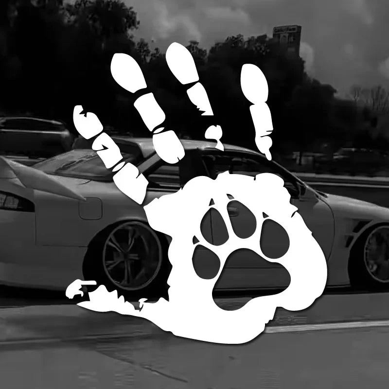 A Fun Handprint and Dog Paw Print Decal! Car Personality Funny Car Stickers, Trunk Cover Car Stickers, (ONLINE ORDER ONLY)