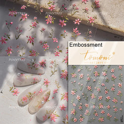 Pink Peach Blossom Flower White Pear Romantic Archaistic Swallow Window Adhesive Nail Art Stickers Rhinestone Manicure Decals (ONLINE ORDER ONLY)