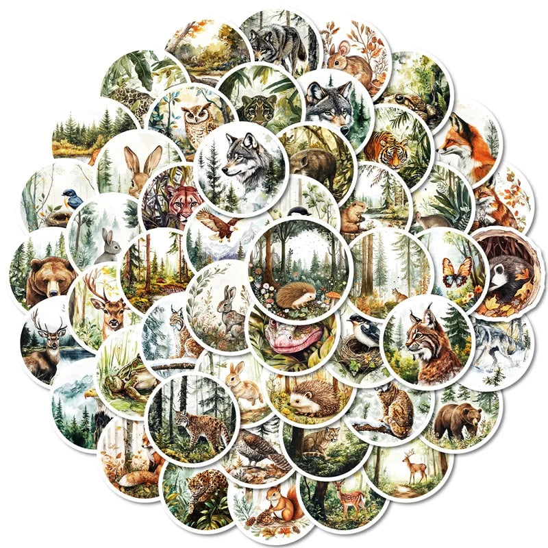 10/30/50PCS Kawaii Round Animal Sticky PVC Sticker Aesthetic Stationery DIY Decoration Scrapbooking School Supplies for Kids (ONLINE ORDER ONLY)