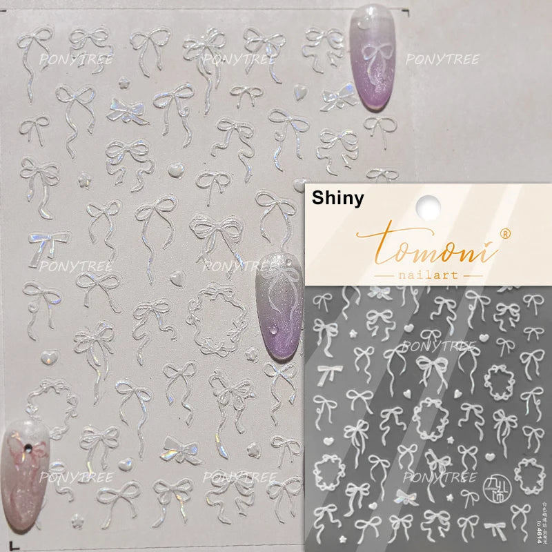 Cute Pet Creamy Rabbit Bear Dog Ribbon Bowknot Lamb Red Painted Heartbeat Flowers Adhesive Nail Art Stickers 3D Manicure Decals (Online Order Only)