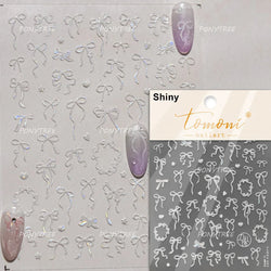 Cute Pet Creamy Rabbit Bear Dog Ribbon Bowknot Lamb Red Painted Heartbeat Flowers Adhesive Nail Art Stickers 3D Manicure Decals (Online Order Only)
