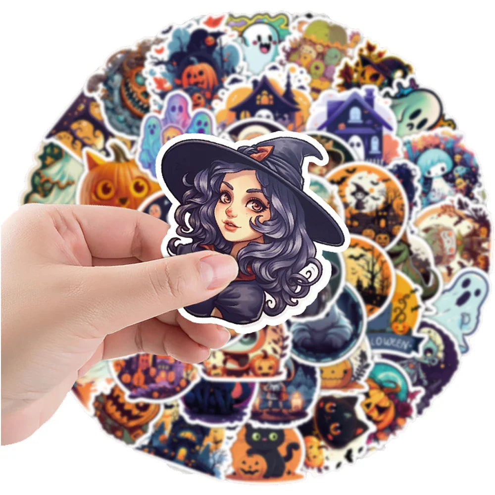 10/50/100/200pcs Cute Cartoon Horror Hallowmas Graffiti Stickers Decals Skateboard Laptop Phone Car Waterproof Sticker Kids Toys (ONLINE ORDER ONLY)