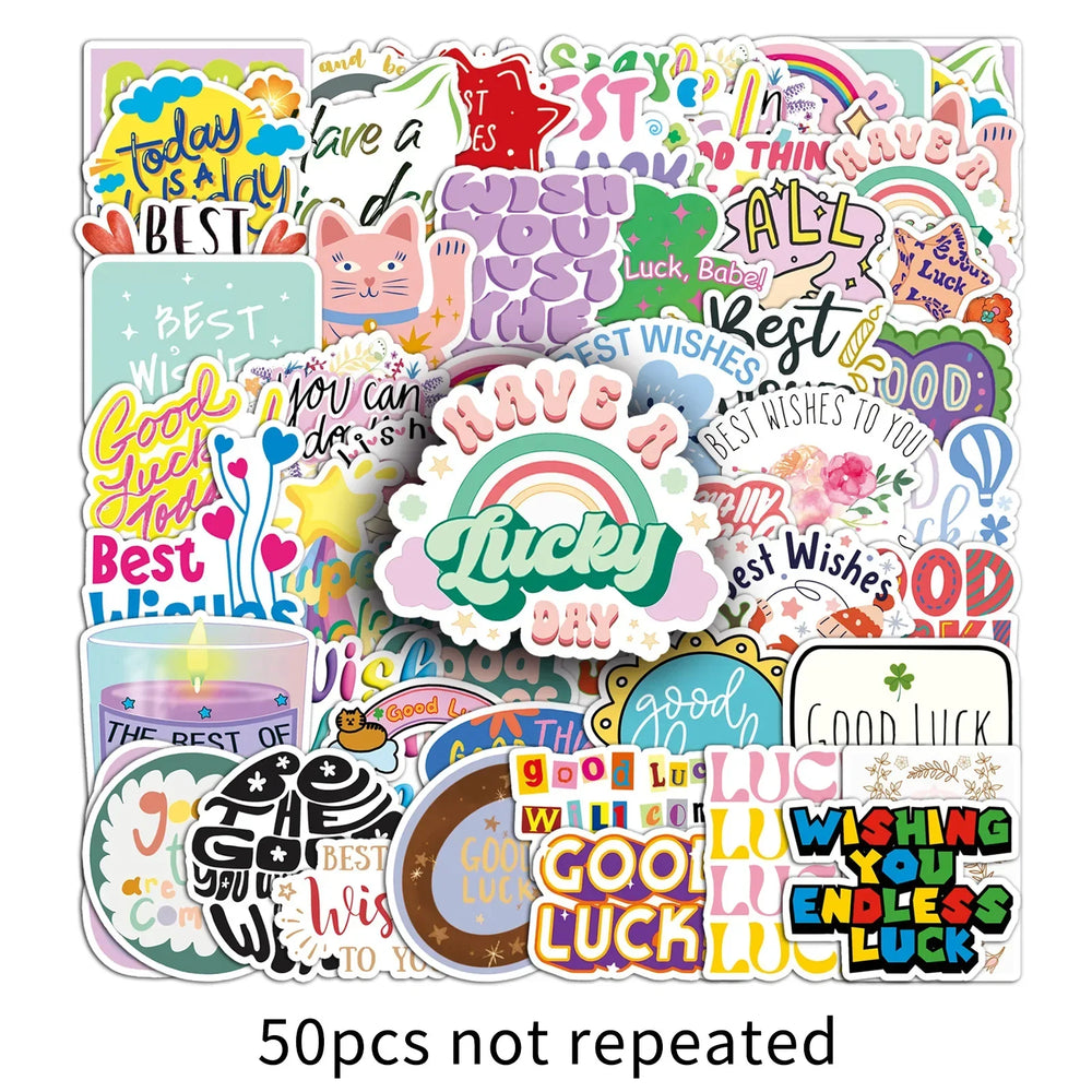50Pcs Inspirational Quote Stickers for Helmet, Wall, Desktop Decoration (Online Order Only)