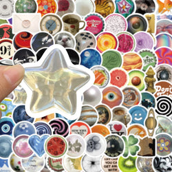 10/30/50/100PCS Funny Cartoon Ins Style Round Stickers Graffiti Decals Waterproof Notebook Phone Bike Guitar Fridge Kids Toys (ONLINE ORDER ONLY)