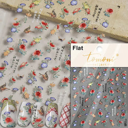 Red Azalea Rose Peony Crane Warbler Bird Fish Lily Chicken Rabbit Lobster Flower Retro Chinese Nail Art Sticker Decoration Decal (Online Order Only)