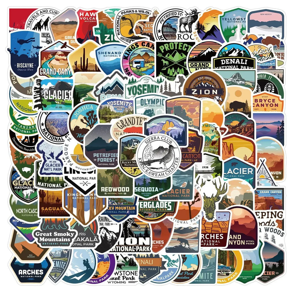 10/50/100PCS USA National Park Landscape Travel Stickers DIY Motorcycle Luggage Skateboard Cool Graffiti Sticker Decal Kid Toy (Online Order Only)