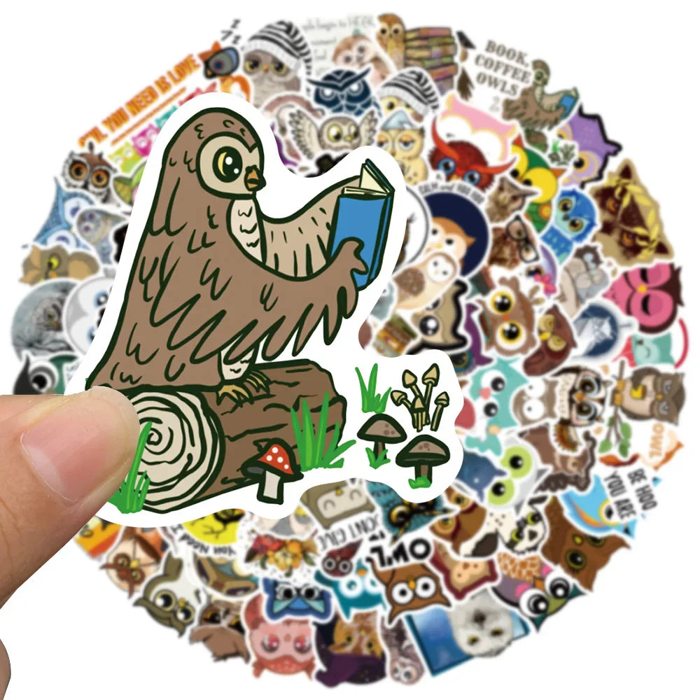 50/100pcs Cute Cartoon Animals Owl Stickers Kids Toy Waterproof Graffiti For Laptop Water Bottle Phone Bicycle Car Decals (ONLINE ORDER ONLY)