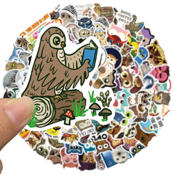 50/100pcs Cute Cartoon Animals Owl Stickers Kids Toy Waterproof Graffiti For Laptop Water Bottle Phone Bicycle Car Decals (ONLINE ORDER ONLY)