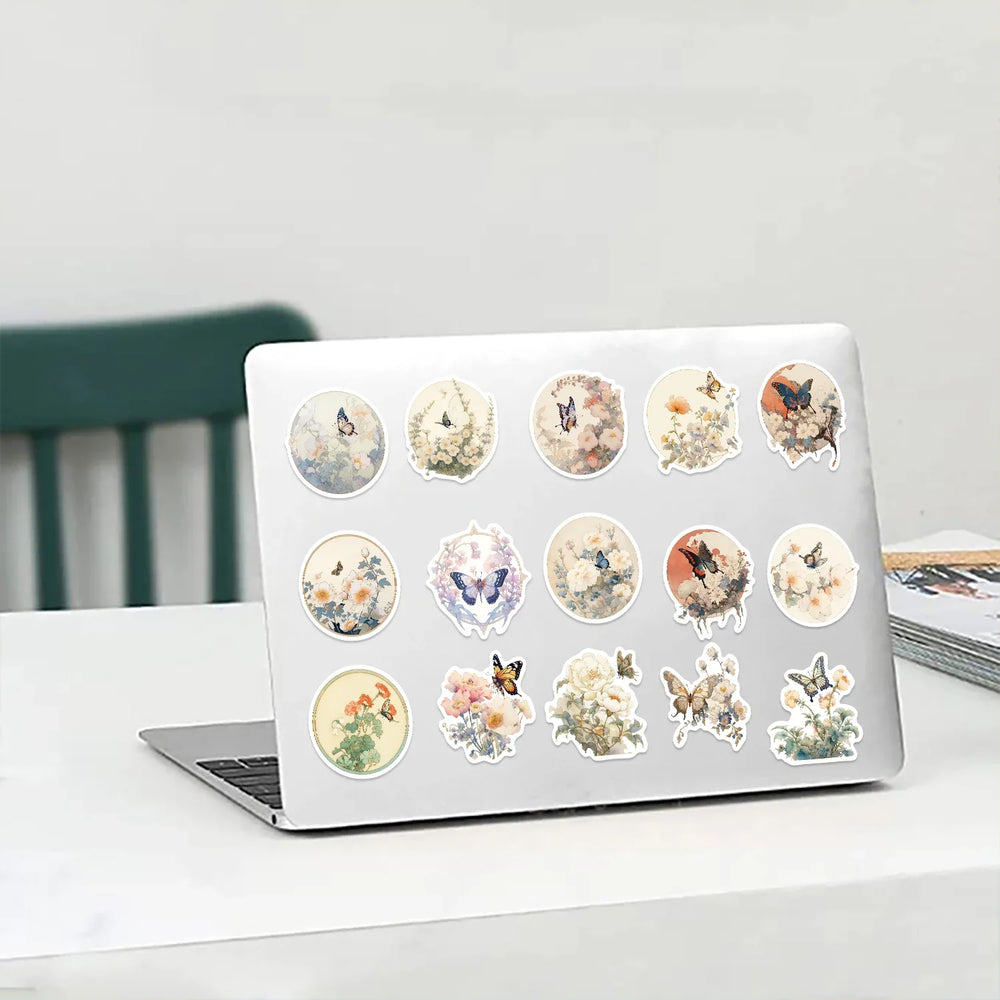 50PCS Ins Cute Butterfly Flower Cartoon Stickers Aesthetic DIY Diary Suitcase Scrapbook Phone Laptop Kawaii Decal Sticker (Online Order Only)