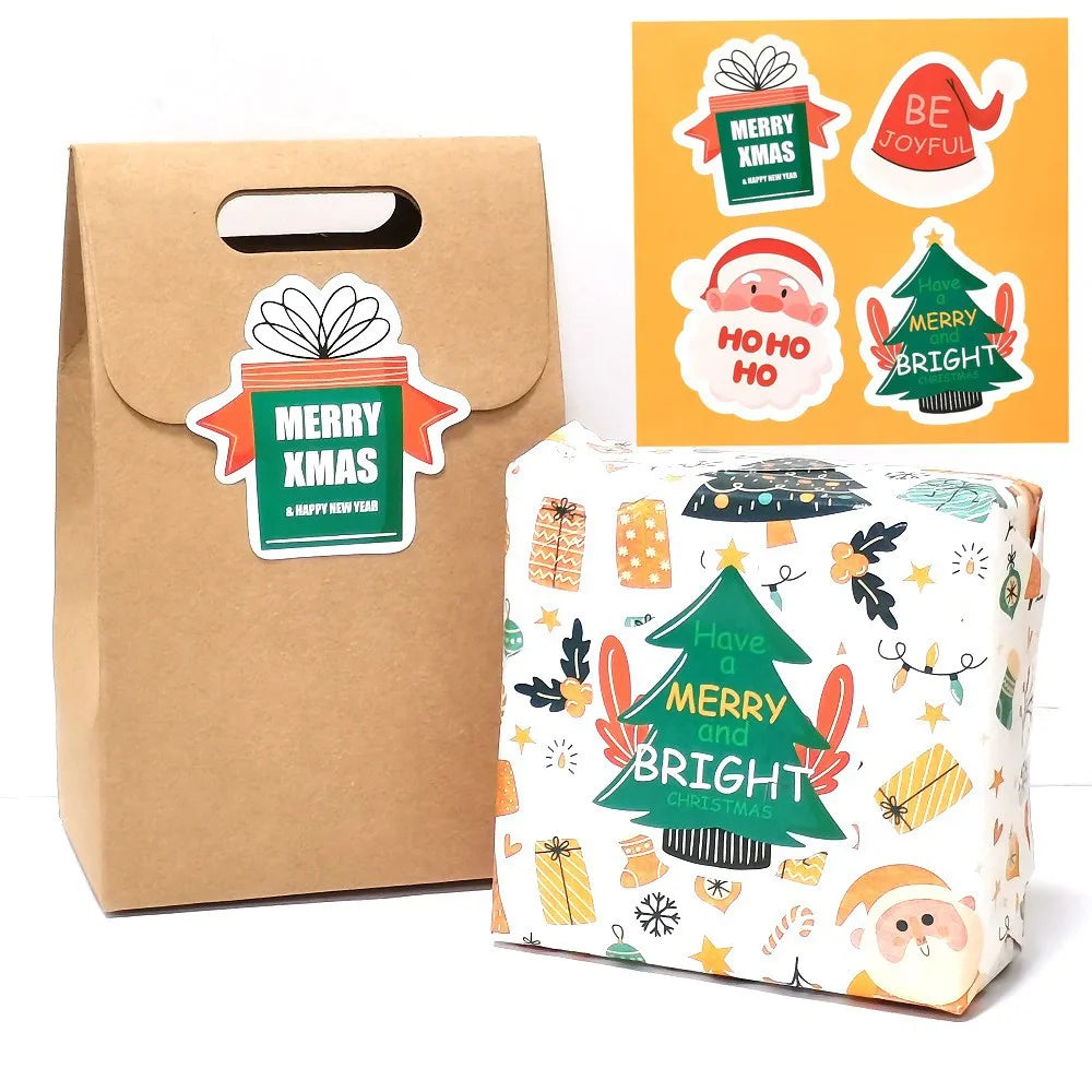 20-40Pcs Merry Christmas Stickers Santa Claus Christmas Hat Trees Gift Pattern Sticker Labels For Happy New Year Gift Package (ONLINE ORDER ONLY)