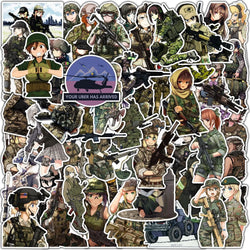 10/50pcs Cool Camouflage Female Soldier Anime Stickers Camo Army Girl Decals Skateboard Laptop Motorcycle Waterproof Sticker Toy (ONLINE ORDER ONLY)