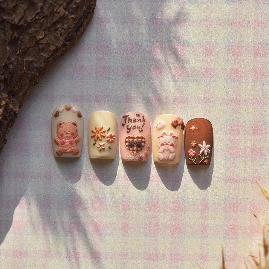 Cookies Chocolate Love Heart Flower Bowknot Rabbit Bunny Lace Bear Star Bouquet Rabbit Adhesive Nail Art Sticker Manicure Decal (ONLINE ORDER ONLY)