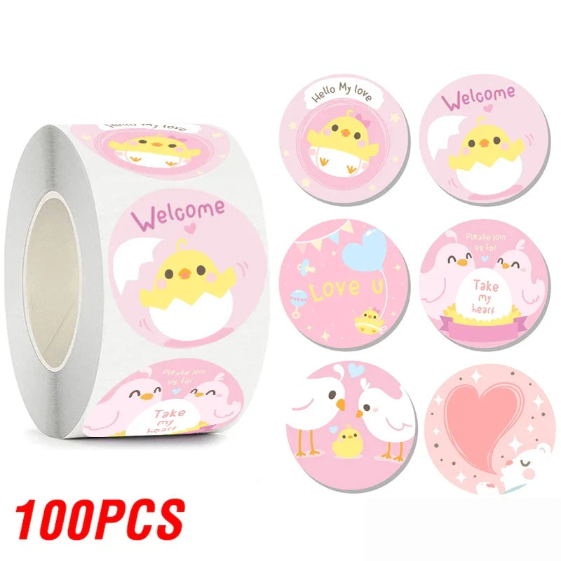 100-500pcs Cartoon Animal Label Thank You Stickers Sealing Label For Business Handmade Baking Cake Party Gift Decoration Sticker (ONLINE ORDER ONLY)