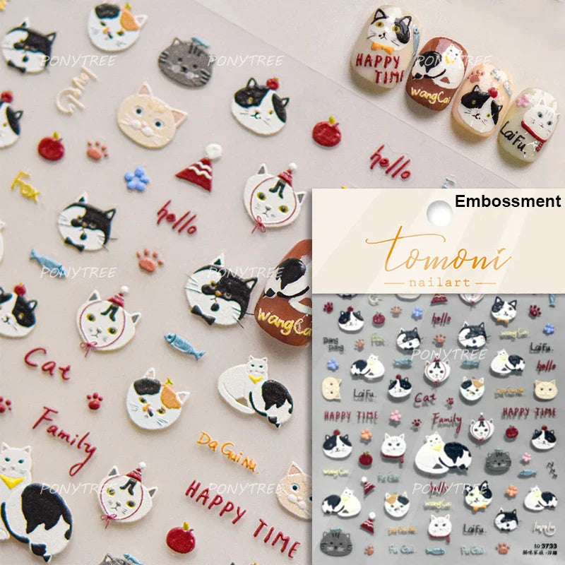 Mysterious Egyptian Cat Totem Eye Symbol Black Pharaoh Kitty Paw Sun Self Adhesive Nail Art Stickers Manicure Decals Wholesale (Online Order Only)