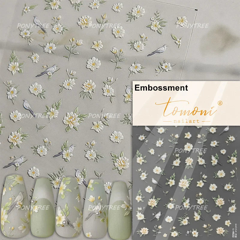 Pretty White Butterfly Flower Wreath Love Heart Crown Corsage Corolla Garland Delicate Adhesive Nail Art Sticker Manicure Decals (ONLINE ORDER ONLY)