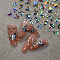 1pcs Butterfly Floral Nail Art Stickers Magic Shell Light Laser Black/White Nail Decoration Butterfly Slider Manicure Ornaments* (Online Order Only)