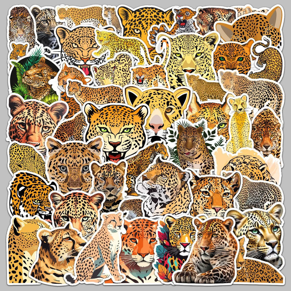 50Pcs Cartoon Leopard Graffiti Stickers for Helmet, Wall, DIY Decor (ONLINE ORDER ONLY)