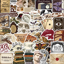 50PCS Cool Aesthetic Dark Academia Stickers Waterproof Cartoon Art Decals Phone Laptop Luggage Skateboard Sticker (ONLINE ORDER ONLY)