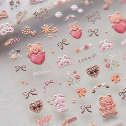Cookies Chocolate Love Heart Flower Bowknot Rabbit Bunny Lace Bear Star Bouquet Rabbit Adhesive Nail Art Sticker Manicure Decal (ONLINE ORDER ONLY)