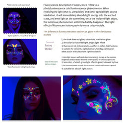 1pc Bohemia Fluorescent Sticker Luminous Temporary Tattoos Stickers UV Glow Fluorescent Tattoo Waterproof For Body Art Decals *& (Online Order Only)
