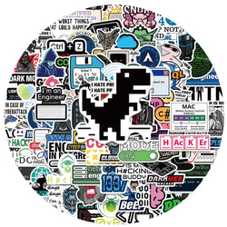 50/100pcs Network Hacker Programming Stickers Funny Cartoon IT Engineer Computer Sticker Luggage Laptop Guitar Phone Decals (Online Order Only)