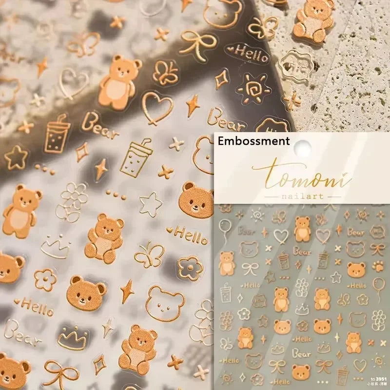 Cookies Chocolate Love Heart Flower Bowknot Rabbit Bunny Lace Bear Star Bouquet Rabbit Adhesive Nail Art Sticker Manicure Decal (ONLINE ORDER ONLY)
