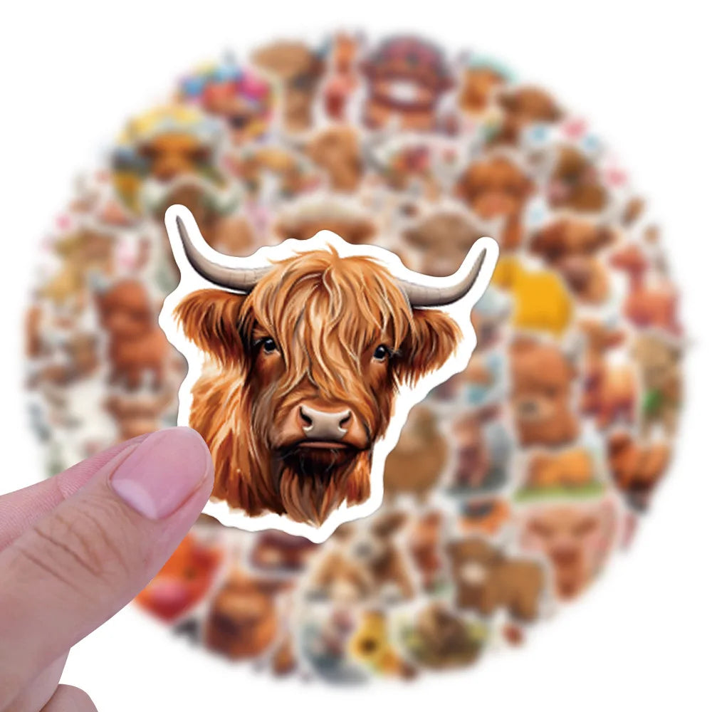Bos Grunniens Cartoon Cow Stickers 10/30/50/110PCS for Fridge, Laptop, Phone, Guitar, Bike, Skateboard (Online Order Only)