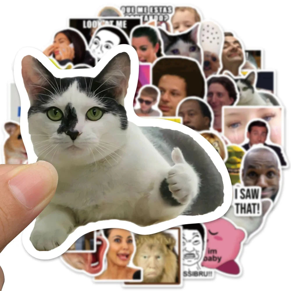 10/30/50/100pcs Funny Meme Stickers Graffiti Decals DIY Scrapbook Laptop Stationary Guitar Suitcase Car Sticker Toy Gift (Online Order Only)