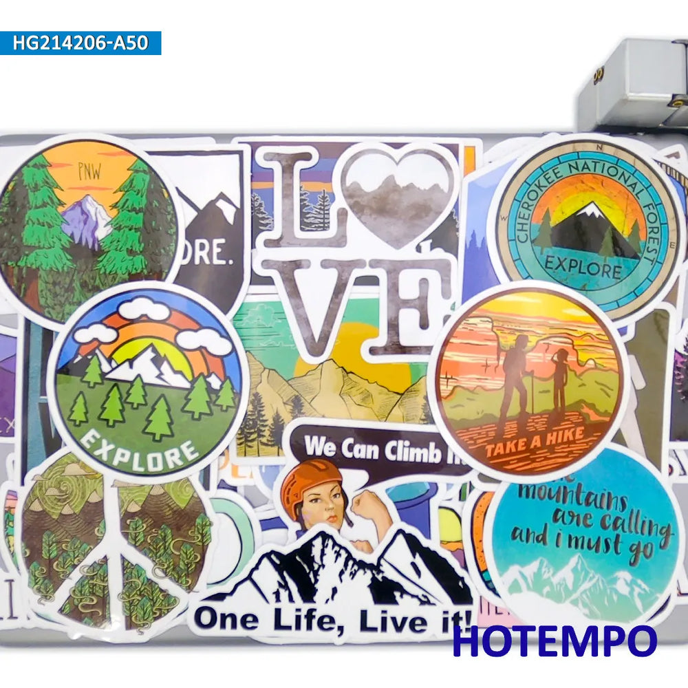 20/30/50Pieces Travel Stickers Climbing Hiking Camping Outdoor Explore for Phone Scrapbook Luggage Car Motorcycle Laptop Sticker (Online Order Only)