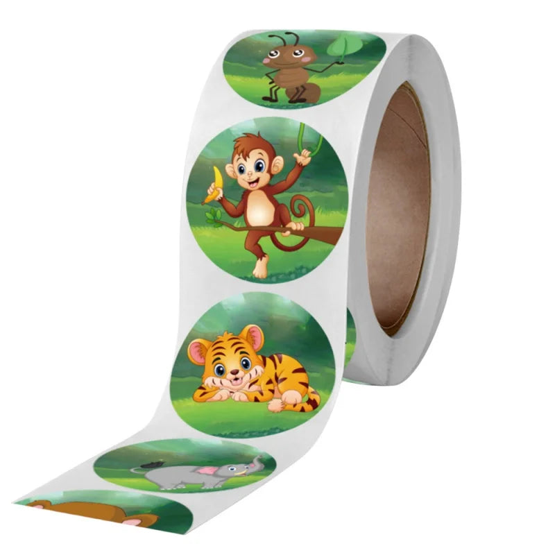500pcs zoo Animals cartoon Stickers for kids classic toys sticker school teacher reward sticker 8 designs pattern tiger (Online Order Only)