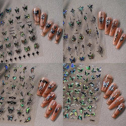 1pcs Butterfly Floral Nail Art Stickers Magic Shell Light Laser Black/White Nail Decoration Butterfly Slider Manicure Ornaments* (Online Order Only)