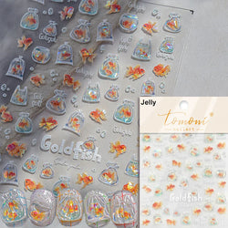 Lotus Flower Leaf Goldfish Ripple Wavelet Water Droplet Lotus Pond Brocaded Carp Self Adhesive Nail Art Stickers Manicure Decals (Online Order Only)