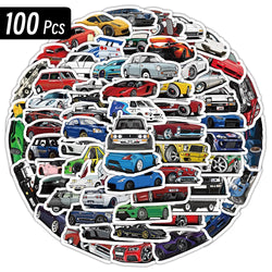 10/50/100 Pcs Retrofit Racing Car Graffiti Stickers Laptop Guitar Luggage Bike Skateboard Waterproof Sticker Decal Kid Toy (Online Order Only)