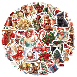 Vintage Santa Claus Christmas Stickers Pack - Laptop, Luggage, Car, Skateboard, Phone, Bike Decals (Online Order Only)