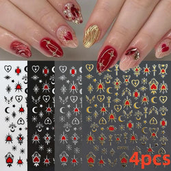 5/8Pcs 3D Hawaiian Flowers Nail Art Stickers Summer Decors with Tropical Leaves Slider Vibrant Pink & White Flowers for Parties* (ONLINE ORDER ONLY)