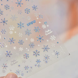 Shiny Pink Silver Hot Stamping Snow Adhesive Nail Art Sticker Snowflake Rhinestone Manicure Decal Nail Supplies for Professional (Online Order Only)
