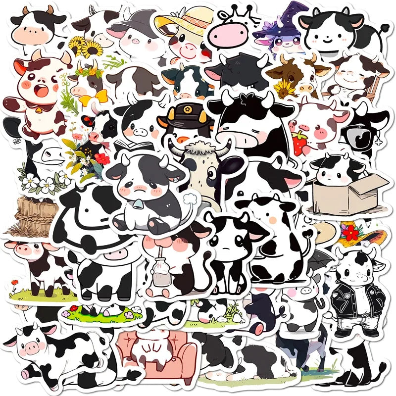 10/30/50PCS Cute Cow PVC Sticker Aesthetic DIY Children's Decoration Scrapbooking Korean Stationery School Supplies for Kids (ONLINE ORDER ONLY)