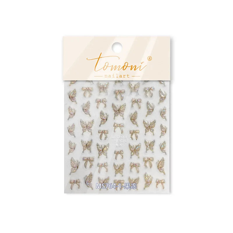 Bowknot Ribbon Butterfly Jelly Shiny Sparkling Delicate Charming Bow Tie 5D Nail Art Decorations Stickers DIY Manicure Decals (ONLINE ORDER ONLY)