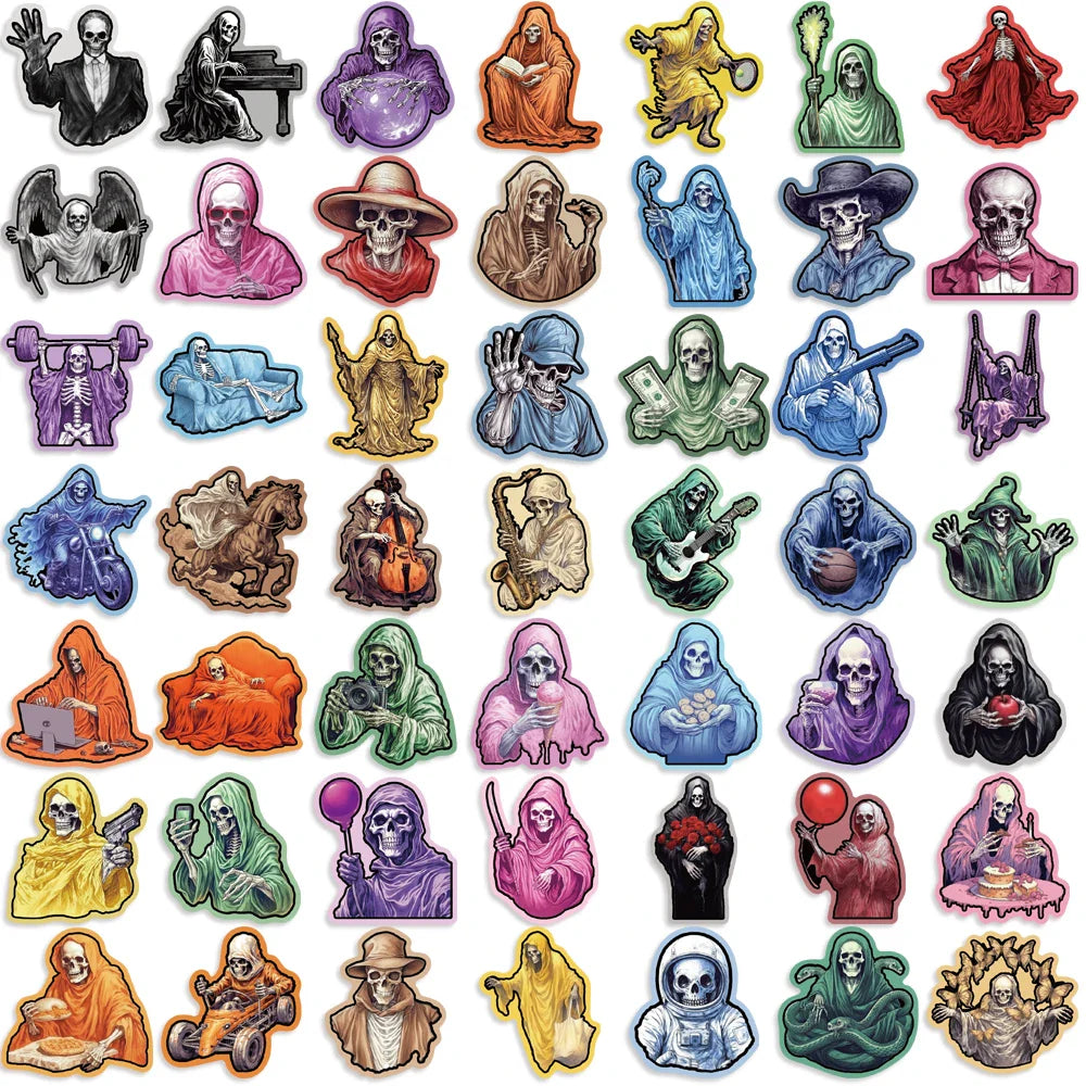 55pcs Cool Cartoon Skull Waterproof Stickers Skateboard Car Phone Laptop Luggage Motorcycle Bike Decoration Sticker Decals (ONLINE ORDER ONLY)