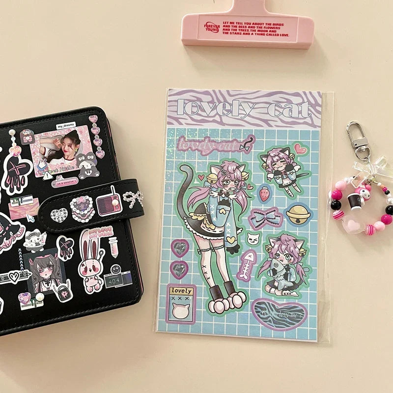 New Ins Cute Devil Bunny Girl Stickers Diary Scrapbooking DIY Album Decoration Sticker Aesthetic Personalized Kawaii Stationery (ONLINE ORDER ONLY)