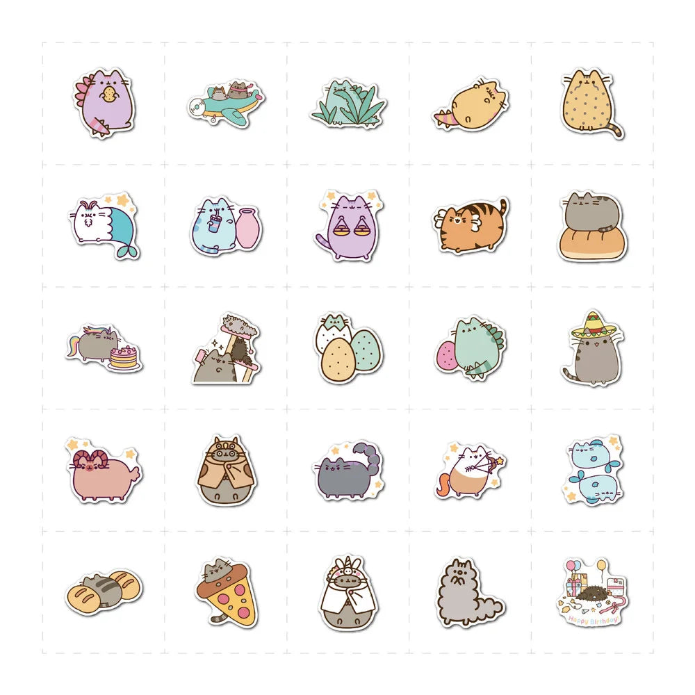 50/100PCS Cute Kawaii Cat Stickers Aesthetic Laptop Phone Water Bottle Waterproof Graffiti Decal Sticker Packs Kid Toy (ONLINE ORDER ONLY)