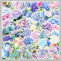 50Pcs Cartoon Hydrangea Graffiti Stickers for Helmet, Wall, DIY Decor (ONLINE ORDER ONLY)