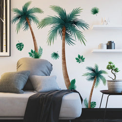 Plant Coconut Tree Wall Sticker Kids Room Bedroom for Living Room Nursery Room Home Decor PVC Waterproof wall adhesive wallpaper (Online Order Only)