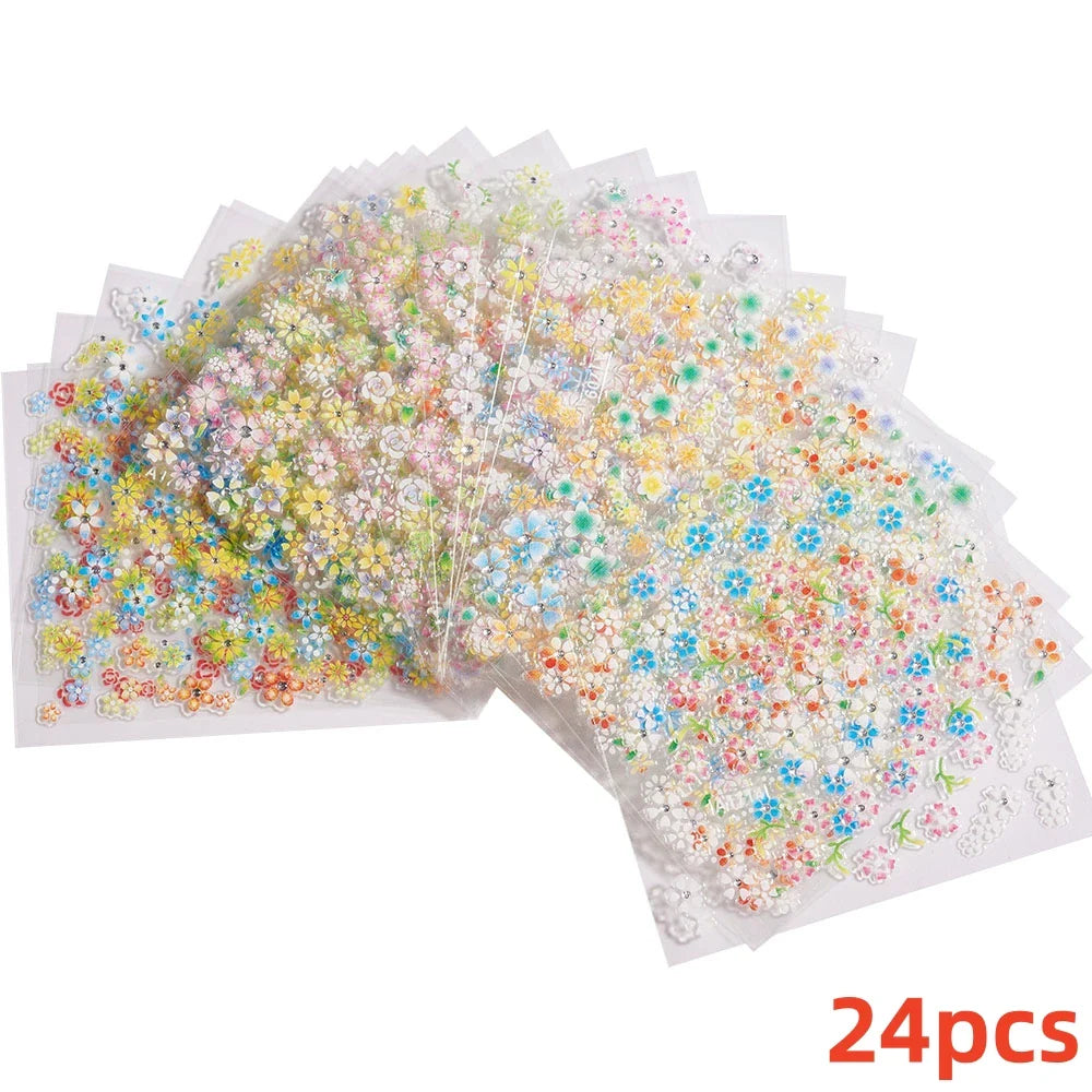 30Sheet 3D Glitter Christmas Nail Art Stickers Santa Claus Snowflake Elk Christmas Tree Design Nail Decals Cartoon Nail Supplies (Online Order Only)