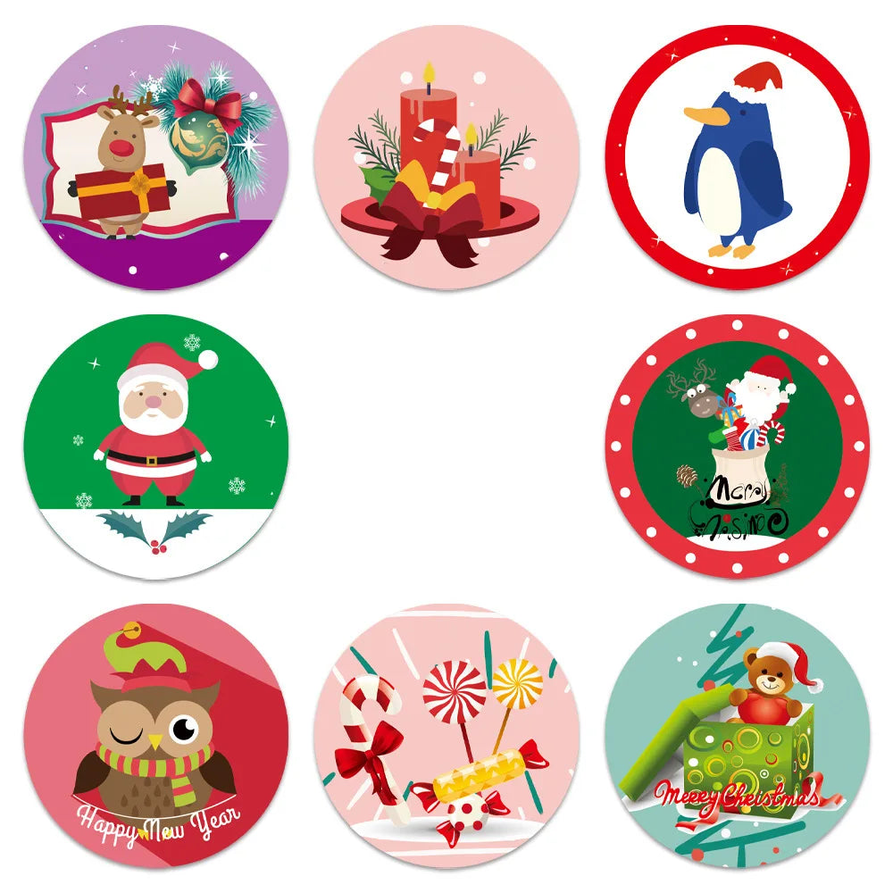 100-500PCS Merry Christmas Santa Claus Sticker Decor DIY Wrapping Gift Decoration Xmas Kids Thank You Seal Label 1inch (Online Order Only)