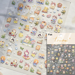 Spring Dog Bear Toy Rose Flower Floral Print Letter Bone Butterfly Cat Puppy Relief Adhesive Nail Art Stickers Manicure Decals (Online Order Only)